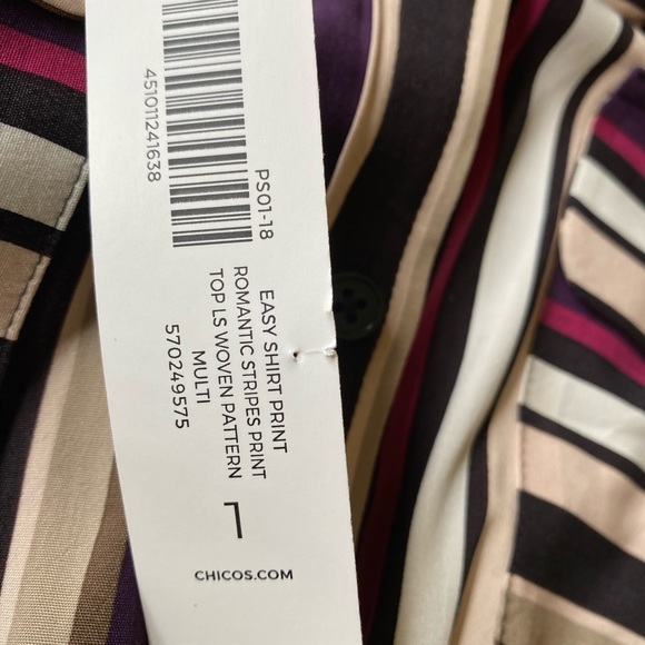 Chico’s Stylish Long Soft Blouse Colorful Stripes - Picture 7 of 8